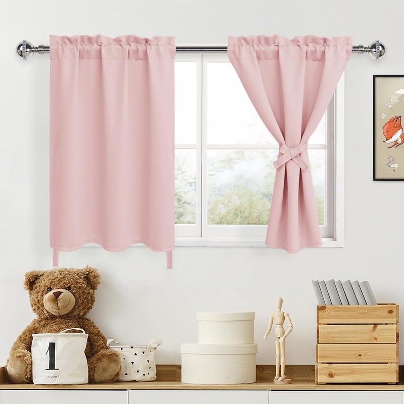 DWCN Pink Blackout Curtains for Girls Room, Short Tiers for Small Window, Thermal Curtains for Bedroom, 36 Inch Curtains for Living Room, Office - 30 by 36 Inch, Blush Pink, 1 Pair - Image 1